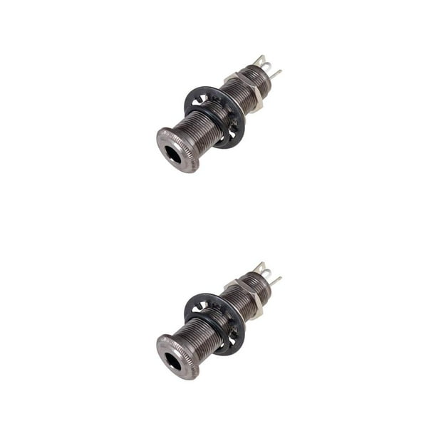 Wosthever Salida estéreo profesional salida roscada 1/4 pulgadas entrada estilo tubo enchufe enchufe guitarra eléctrica accesorios piezas negro Negro 2piezas Wosthever CBP464259