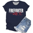 thumbnail image 5 of Firefighter Wife Graphic Tees for Women 2026 Summer Short Sleeve Crewneck Tshirt, 5 of 5