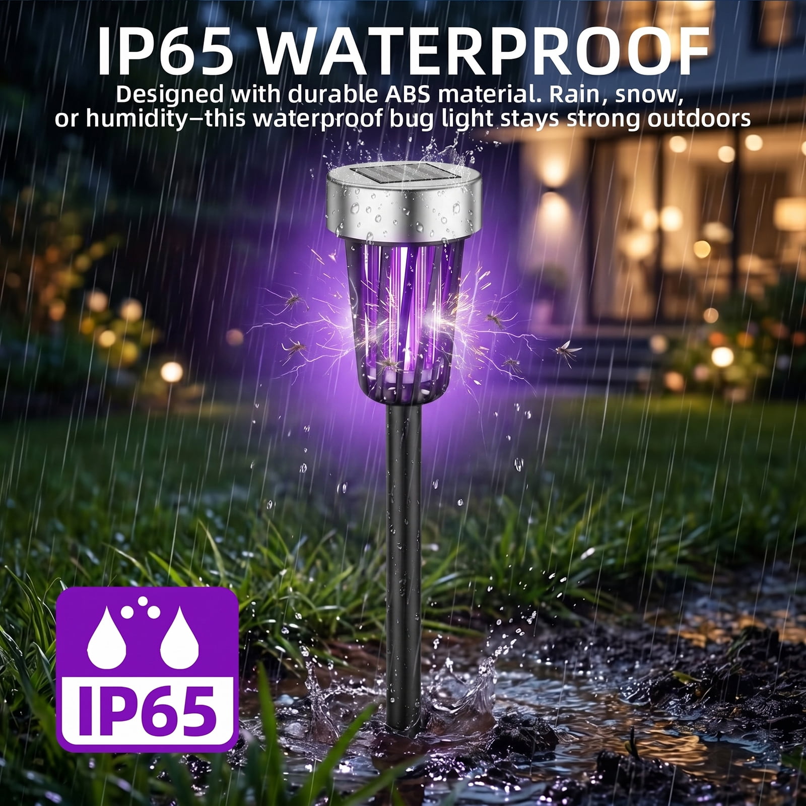 2Pack Solar Bug Zapper Outdoor Solar Powered Mosquito Zapper Mosquito Lamp Fly Zapper Repellent Lighting Stake Landscape Fixture for Garden Patio Pathway Backyard Camping