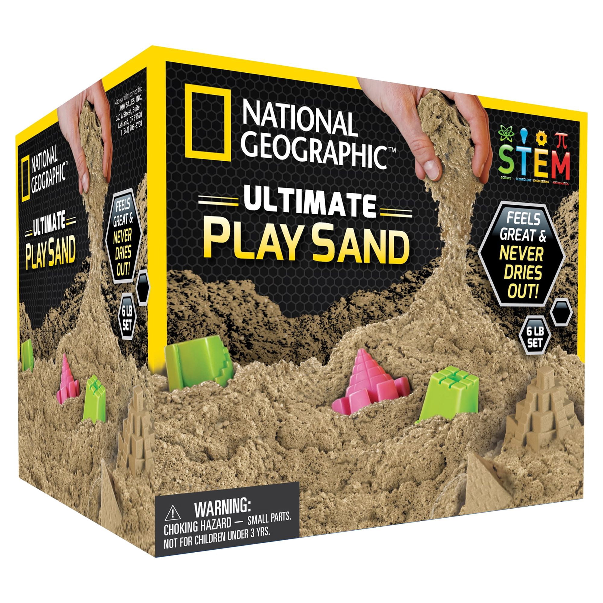 National Geographic Play Sand - 6 lbs of Sand with Castle Molds (Natural Sand color) - A Fun Sensory Sand Activity
