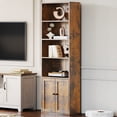thumbnail image 2 of Casacomoda Bookcase with Adjustable Bottom Shelf, 6-Tier Bookshelf with Cabinet Doors, Floor Standing Book Shelf for Office & Home Storage, Walnut Brown, 2 of 9