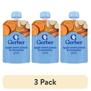 (3 pack) Gerber Stage 2 Baby Food, Apple Sweet Potato Cinnamon Puree Pouch 3.5 oz