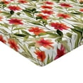 thumbnail image 4 of Ambesonne Botanical Fitted Sheet, Flowers Leafy Nature Vibe, Full Size, Olive Green and Vermilion, 4 of 5