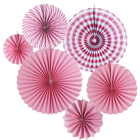 set of 6 tissue paper fans compartments decoration for party celebration wedding birthday combination 21cm 31cm 42cm (colorful)