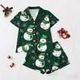 thumbnail image 5 of Short Sleeve Christmas Pajamas Set for Women Button Down Sleepwear Matching Shorts Graphic Cute Pjs 2 Piece Lounge Sets, 5 of 5
