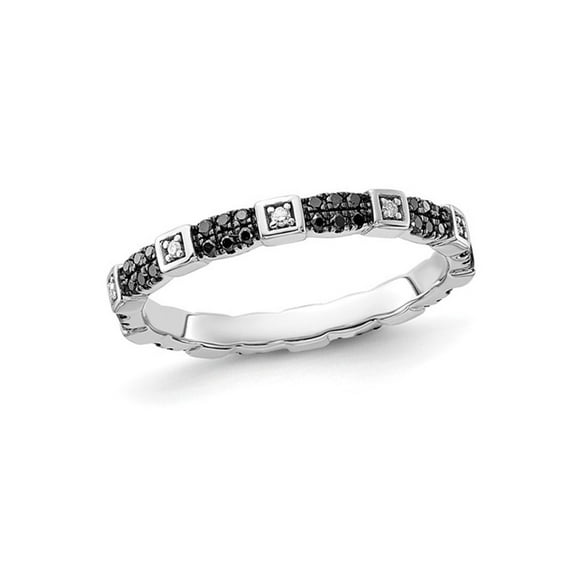 Gem & Harmony 1/4 Carat (Ctw) Black & White Diamond Band Ring in Sterling Silver for Women