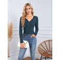 thumbnail image 4 of Women'S Ribbed Deep V-Neck Wrap Style Long Sleeve T-Shirt Casual Basic Stretch Top XXL, 4 of 7