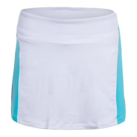 Women`s Colorblocked 13.5 Inch Tennis Skort White and Blue (Blue Curacao Best Brand)