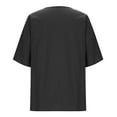 thumbnail image 4 of Fanxing Womens Beach Linen Shirts Summer V Neck Tunic Blouses Loose Fit 3/4 Sleeve Tops Cutout Lace Up Boho T Shirts Black,XL, 4 of 7