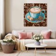 thumbnail image 5 of Coffee Wall Art Painting on Canvas, Brown Teal Pastoral Vintage Art Canvas Art Home Prints Wall Art Framed Modern Artwork for Living Room Bedroom Wall Decor 8x8in, 5 of 9