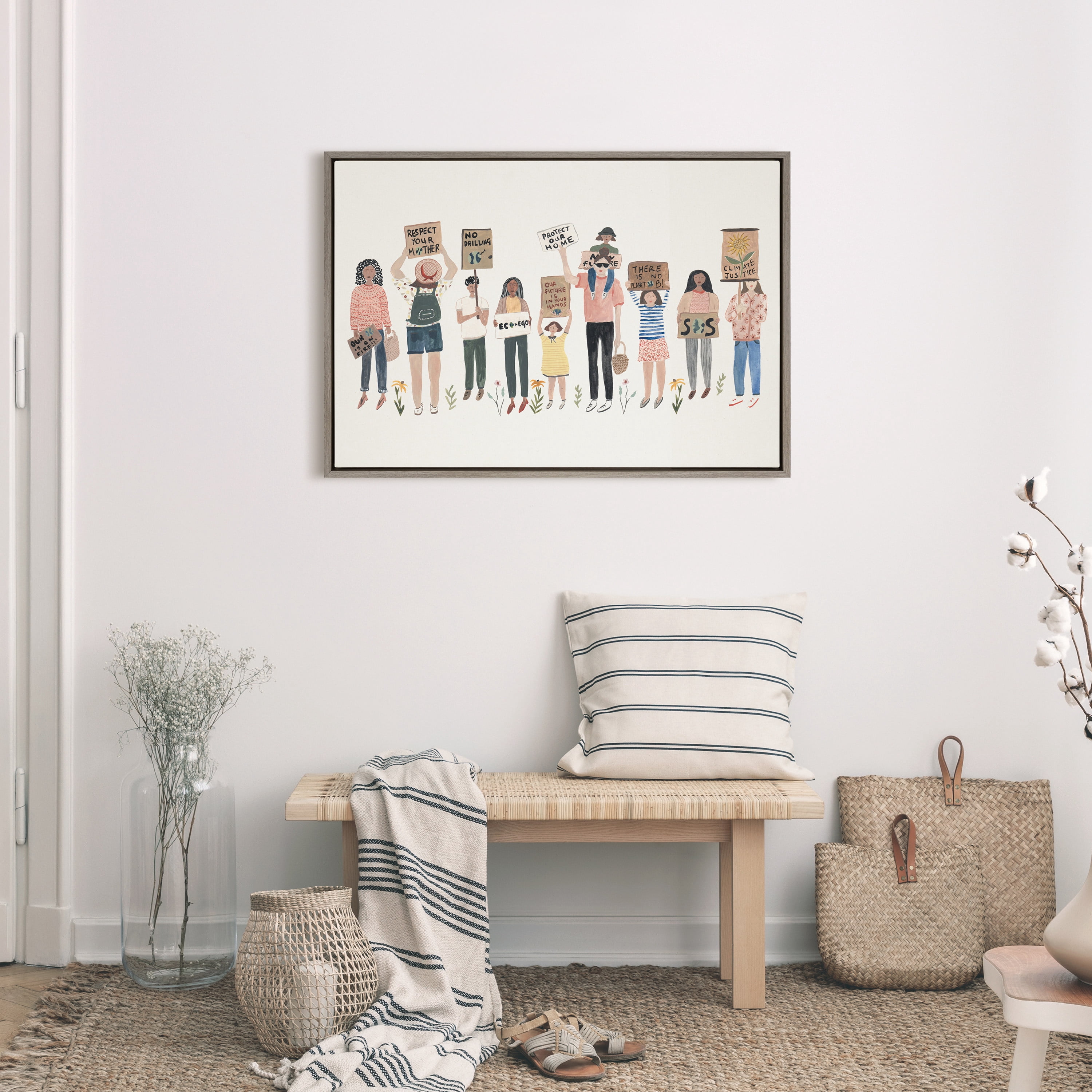 Kate and Laurel People Framed Canvas Art Print, 23" x 33"