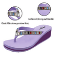 thumbnail image 3 of LSYTQRW Flip Flops Sandals for Women Bling Rhinestones Jewel High Heel Arch Support Comfortable Soft Cushion Wedge Slip-on Casual Platform Summer Thong Sandals，Purple，Sizes 7, 3 of 5