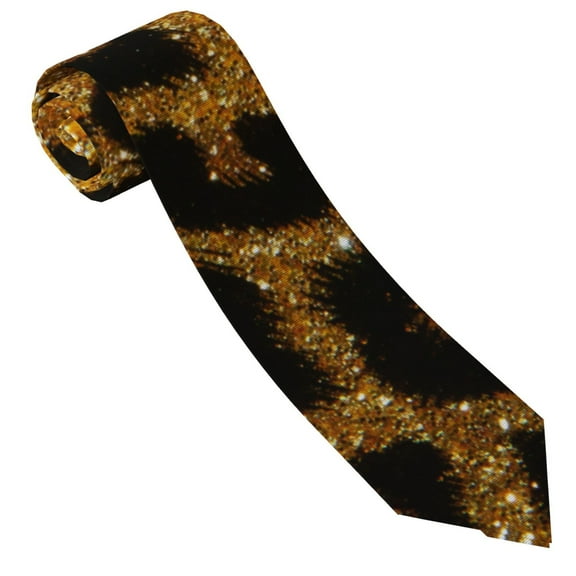 Vsdgher Golden Leopard Glitter Print Ties for Men 4.7" Formal Necktie Wedding Accessory Men's Business Ties for Wedding Bussiness Work