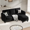 thumbnail image 2 of Sobaniilo Convertible Sectional Sofa Couch, Modern Linen Fabric L-Shaped 3-Seat Sofa Sectional with Reversible Chaise for Small Space (Black), 2 of 9