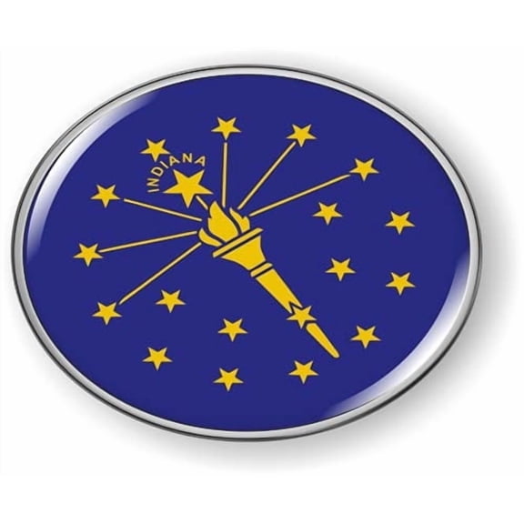 BestLicensePlateFrames Indiana State Flag 3D Domed CAR Emblem Badge Sticker Flexible Round