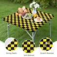 thumbnail image 4 of Yellow and Black Checkered Pattern Square Fitted Tablecloth with Elastic Edge,Square Table Cover,Washable Elastic Table Cover for Home Kitchen Party Decor 34"x34", 4 of 6