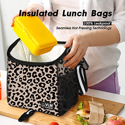 VLM Lunch Bags for Women,Leakproof Insulated Floral Lunch Box with Adjustable Shoulder Strap Reusable Zipper Cooler Tote Bag for Work,Picnic,Camping Floral 2 