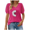 thumbnail image 1 of TSADFHJI Chandail en Molleton Col Rond Femme Noël T-Shirt Décontracté Uni Col en V Chiffon Manches Courtes Blouse Imprimée TTG, 1 of 7