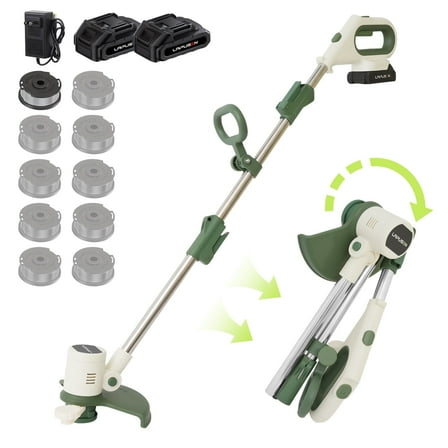 21V 11" Cordless String Trimmer With 2 X 2.0ah Battery and Charger, Electric Grass Trimmer Battery Powered Eater String, Edger Lawn Tool Grass Cutter With 10pcs Line
