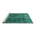 thumbnail image 2 of Ahgly Company Machine Washable Indoor Square Abstract Turquoise Blue Modern Area Rugs, 4' Square, 2 of 4