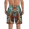 thumbnail image 3 of KLL Pond Meditating Tiger Men's Casual Summer Beach Shorts Hawaiian Shorts with Pockets-X-Large, 3 of 5