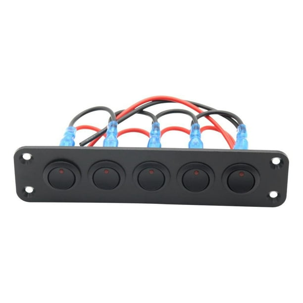 Panel de interruptores de palanca,Caja de panel de palanca con interruptor LED de 5 bandas,coche barco marino rv 12v encendido apagado interruptores s,panel de control de Zulema Panel de interruptores de palanca