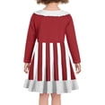 thumbnail image 3 of Renewold Red White Stripe A Line Long Sleeve Dress for Teen Girls High Waistline Pleated T-Shirt Dresses Kids Princess Christmas Birthday Outfits Size S, 3 of 4