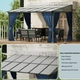 thumbnail image 5 of ASJMR 10x28FT Wall Mounted Gazebo with Polycarbonate Roof,Metal Frame Lean to Gazebo with Double Curtains for Garden Lawn Backyard Deck,Navy, 5 of 7