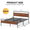 thumbnail image 6 of Lacoo 41 Inch Metal and Wood Platform Bed Frame, No Box Spring Needed, Metal Slat Support, Easy Assembly, Chestnut Brown, Queen, 6 of 6