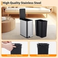 thumbnail image 5 of 2.6 Gallon Stainless Steel Kitchen Trash Can, Step Pedal Rubbish Bin with Soft-Close Lid & Removable Inner Bucket | Narrow Bathroom, Bedroom, Recycle Bin, 5 of 7