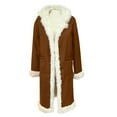 thumbnail image 6 of Mens Big Tall Shearling Coat Sherpa Fleece Lined Leather Jacket Warm Long Trench Hood Outwear for Christmas, 6 of 6
