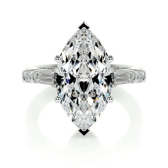 Dash Jewelry 2.2 Ct Marquise Cut Moissanite Bridal Set Engagement Ring - Moissanite- 14K White Gold Plated - Stunning Solitaire Design for Women - Ideal Gift for Weddings- Proposals