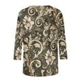 thumbnail image 5 of Jsaierl 3/4 Sleeve Tops for Women Plus Size Round Neck Shirts Trendy Floral Ladies Blouses Soft Elegant T-shirts Top S-2XL, 5 of 5