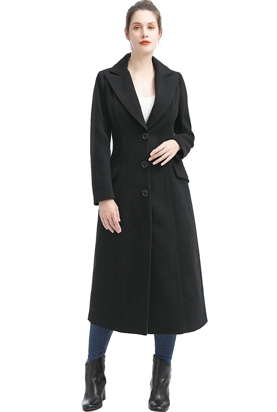 Regular & Plus Size & Petite BGSD Womens Bri Long Wool Pea Coat 
