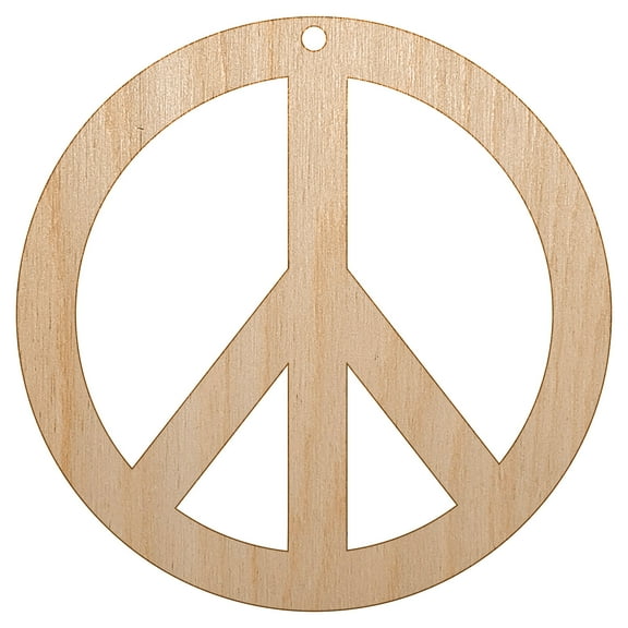 Peace Sign Wood Holiday Christmas Tree Ornament Unfinished DIY Pre-Drilled Craft
