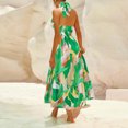 thumbnail image 4 of Sleeveless Long Dress for Women Boho Halter Maxi Sundress Casual Loose Dresses Split Cover Up Gown, 4 of 7