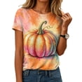 thumbnail image 2 of Leey-World Halloween Tshirts Women Vintage Women Fall Halloween Crew Neck Shirt Casual Funny Family Party Celebration Short Sleeve Tee Pumpkin Top for Holiday, 2 of 6