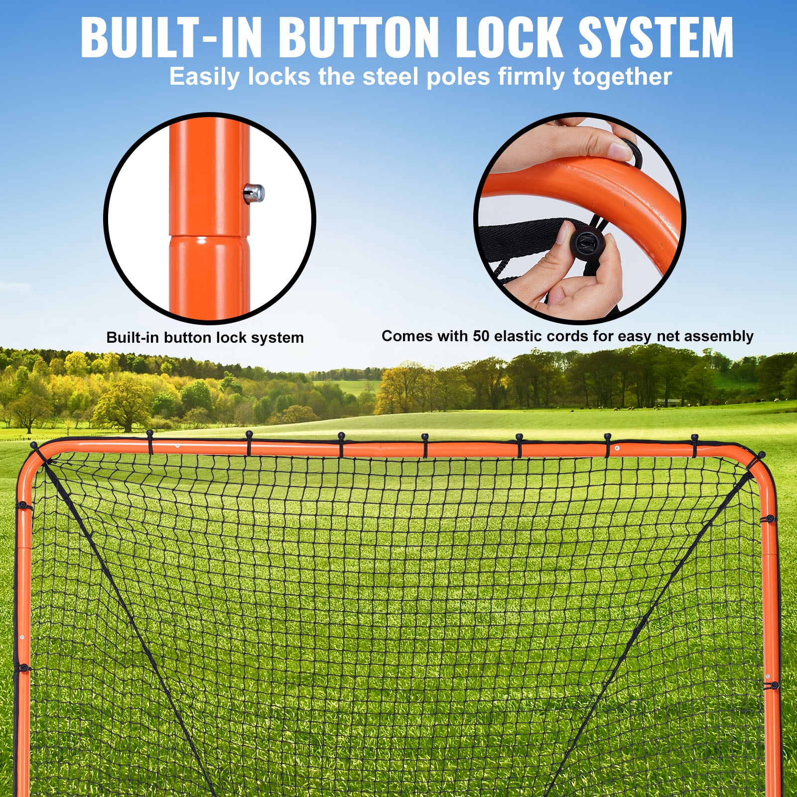 SKYSHALO 6'x6' Lacrosse Goal Net Folding Backyard Lacrosse Training Equipment Steel Frame Training Net, Quick & Easy Setup for Youth Adult Training
