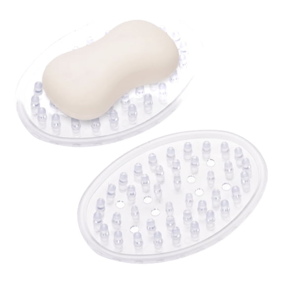 Clear Plastic Soap Dish 2-Pack – Self-Draining Soap Savers for Bar Soap, Durable Bar Soap Holder & Soap Holder for Bathroom and Kitchen Counter