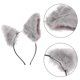thumbnail image 2 of FELTECHELECTR Diadema de peluche con orejas de dibujos animados, accesorio para el cabello para mujeres y niñas, color gris, 2 of 6