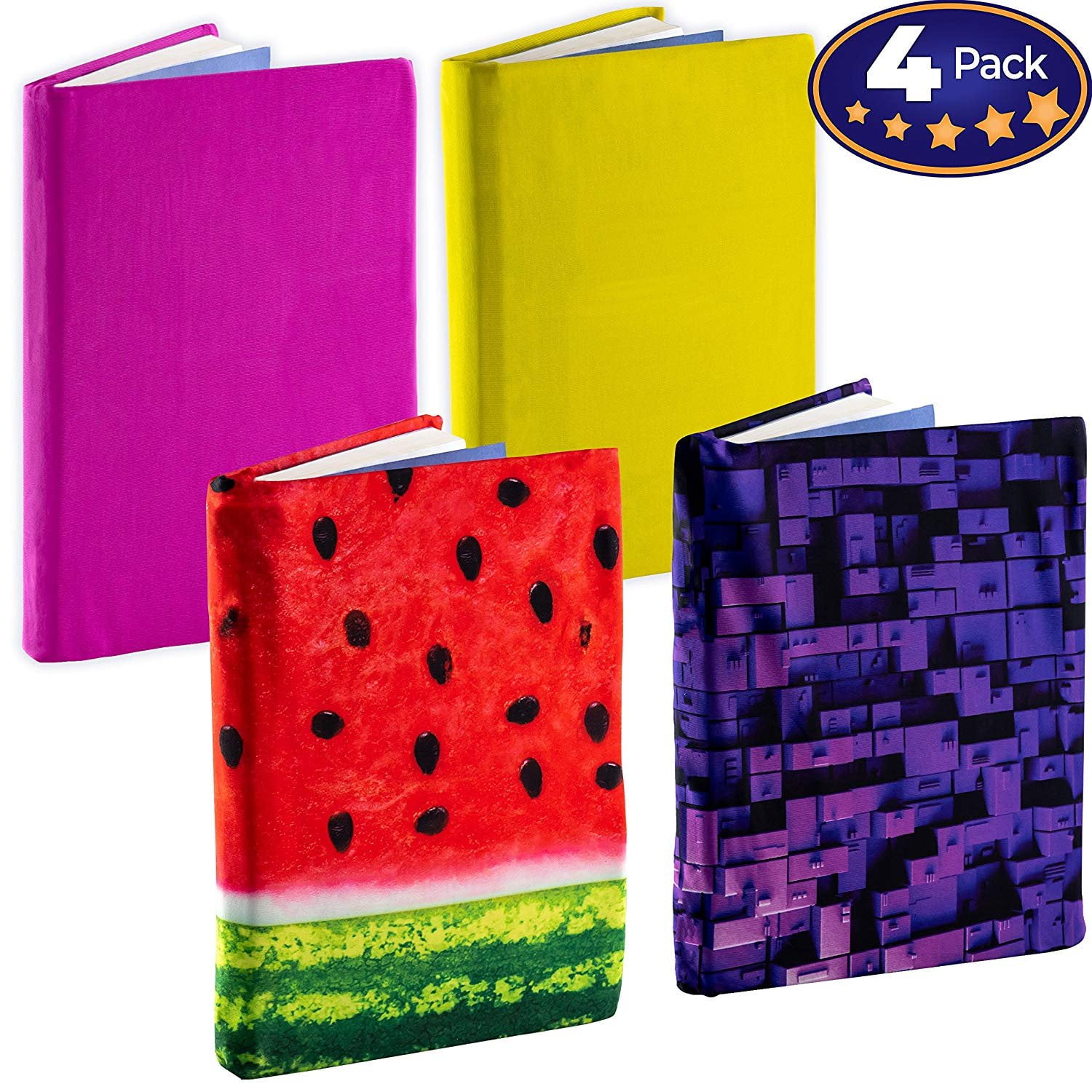 CHOOSE COLOR New 4 PACK Stretchable Fabric Book Covers 