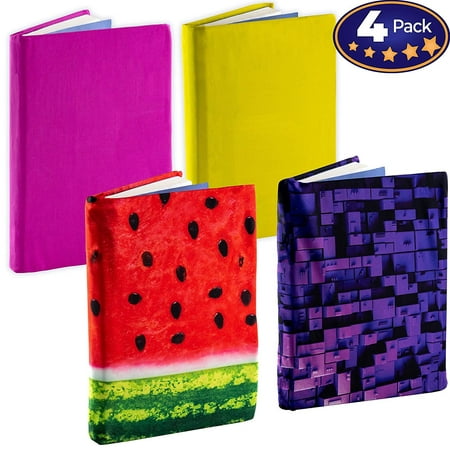 Jumbo, Stretchable Book Cover Color 4 Pack. Fits Most Hardcover Textbooks up to 9 x 11. Adhesive-Free, Nylon Fabric Protectors are A Needed School Supply for Students. (Bright 1)