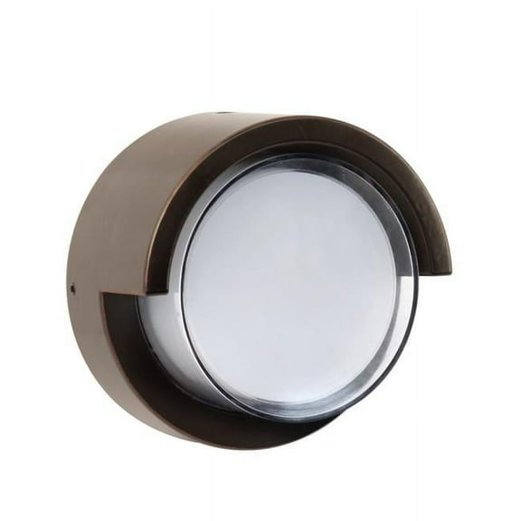 S5RWM-850-DD-BZ 8W 560 Lumen 5000 Kelvin Dusk To Dawn Round LED Wall Light, Bronze