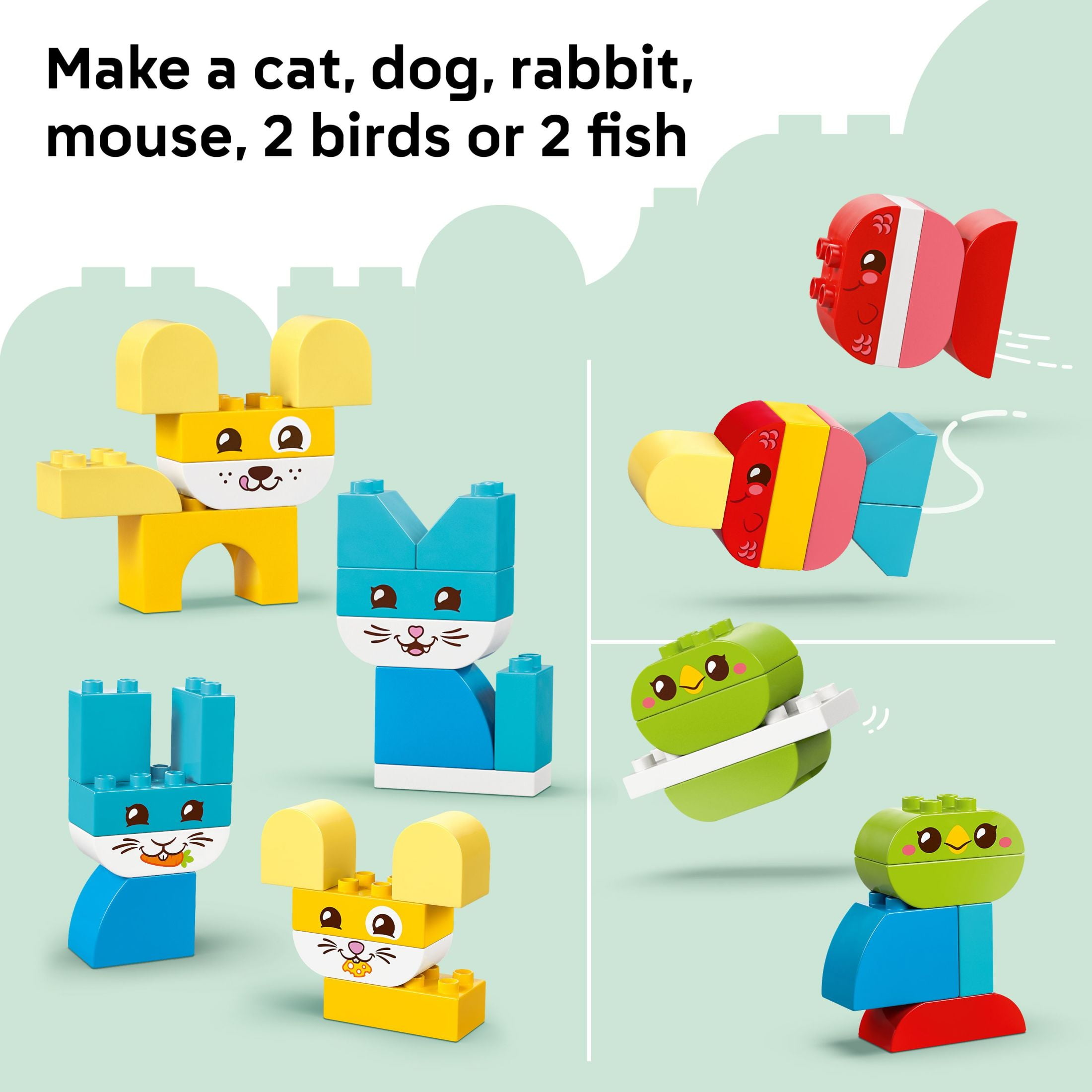 LEGO DUPLO My First 3 in 1 Creative Cute Pets Building Toy for Toddlers - Pretend Play Set for Boys & Girls, Ages 1.5+ - Learning & Education Toy for Preschoolers - Gift Idea for Birthdays - 10477