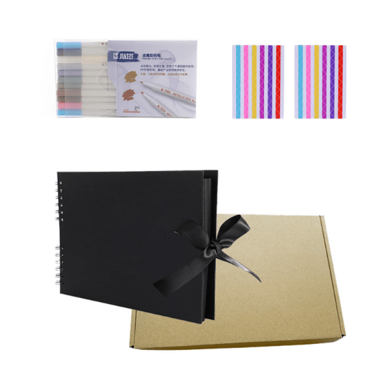 Photo Album 80 Black Pages Scrapbook Album,40 Sheets 28 X20cm 【人気商品】