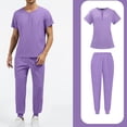 thumbnail image 2 of Resivox Jogger Scrubs for Women Plus Size Nursing Top Petite V-Neck Scrub Tops and Pants Medical Uniforms Jogger Scrubs Uniformes De Enfermeras De Mujer Purple 2XL, 2 of 5