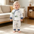 thumbnail image 6 of NIEWTR Baby Girl Clothes Toddler Kids Sweatsuits 2 Piece Set Infant Girl Long Sleeve Crewneck Top with Elastic Waist Sweatpants Loungewear for Sleeping Daily in 0-6T(A-Dark Blue,12-18 Months), 6 of 7
