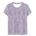 thumbnail image 5 of QUINDOS Summer Casual Shirts for Women Short Sleeve Purple Womens Tops Plus Size Floral Crew Neck Beach Vintage Tops, 5 of 5
