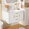 thumbnail image 2 of JERFIT 36 inch White Modern Floating Bathroom Vanity with Sink, 2 Drawers Storage Cabinet, Wall Mounted MDF Resin Basin for Space Saving, 2 of 10