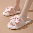 thumbnail image 5 of Tao Tao Women's Bow Tie Fuzzy House Slippers Open Toe Furry Plush Indoor Wedding Bride Slipper Shoes Pink 40, 5 of 5